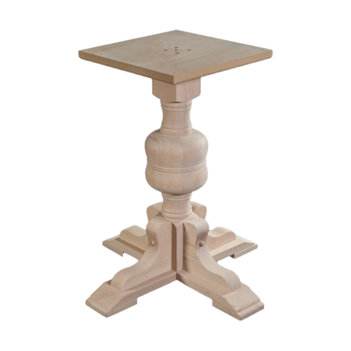 Elegant Wooden Pedestal Table A classic wooden pedestal table with a square top and ornate base, perfect for home decor.