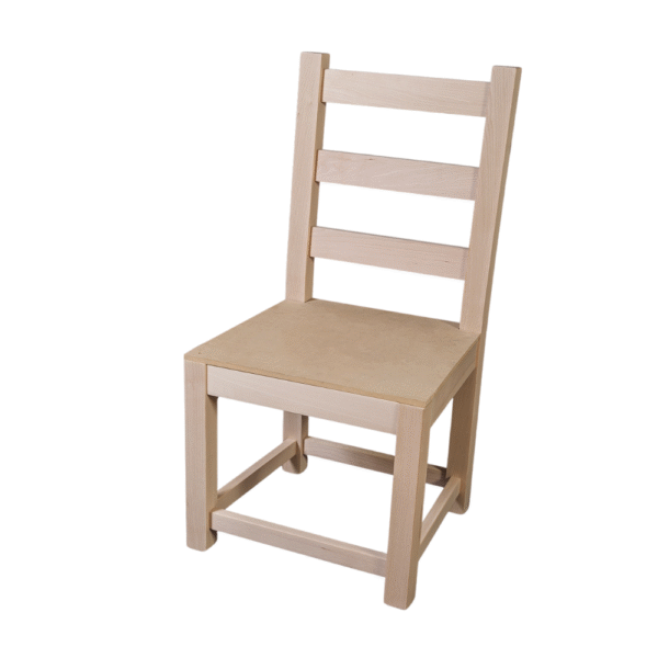 A minimalist wooden ladderback chair with a natural finish
