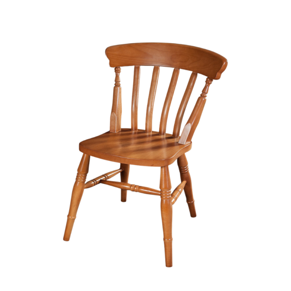 A classic wooden chair featuring a spindle back design, perfect for dining or accenting any room.