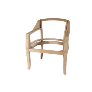 Unfinished wooden chair frame showcasing craftsmanship and design elements