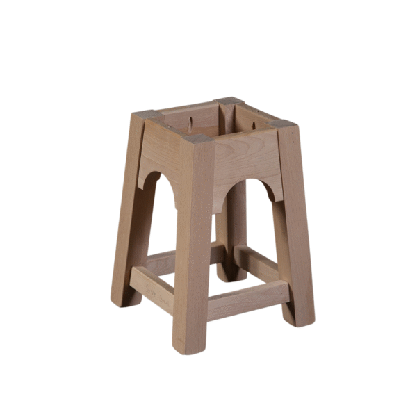A sturdy wooden planter stand designed for indoor or outdoor gardening, featuring a clean and modern aesthetic.