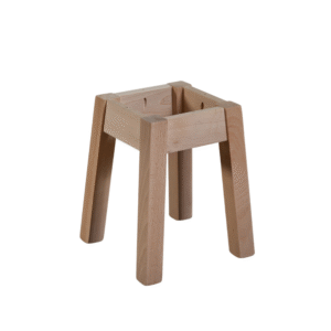 A minimalist wooden stool with four sturdy legs, designed for versatile use.