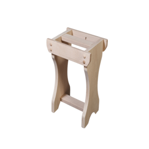 A simple wooden craft stool designed for children, showcasing a sturdy and ergonomic structure.