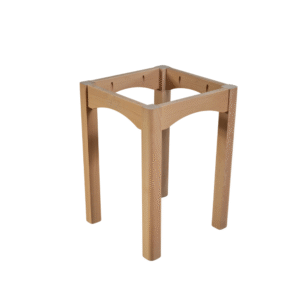 A square wooden stool with a simple design, featuring four sturdy legs and a seamless surface.