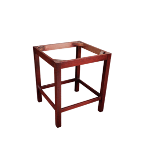 A sturdy wooden table frame without a top, suitable for various furniture designs.