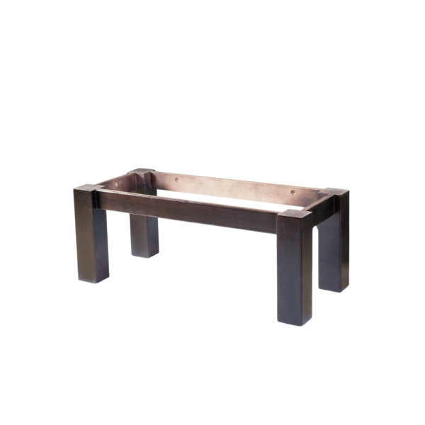 A sleek modern coffee table with a unique design, featuring a rectangular top and sturdy legs.