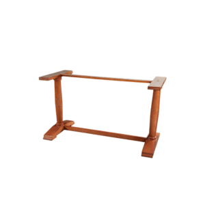 A wooden stand designed to support a craft table, showcasing sturdy legs and a simple design.