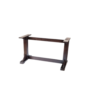 A vintage-style wooden table base in dark brown color, featuring a sturdy and simple design.