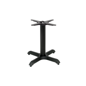Sturdy black table base with a cross design, suitable for mounting tabletops