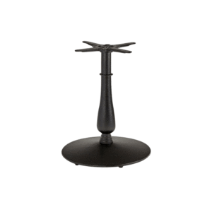 Black table base with a sleek design, perfect for contemporary dining or workspace settings.