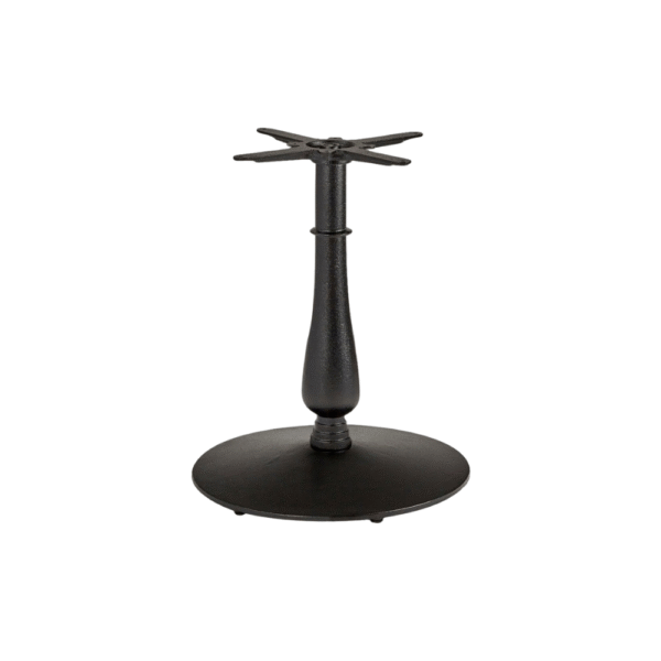 Black table base with a sleek design, perfect for contemporary dining or workspace settings.