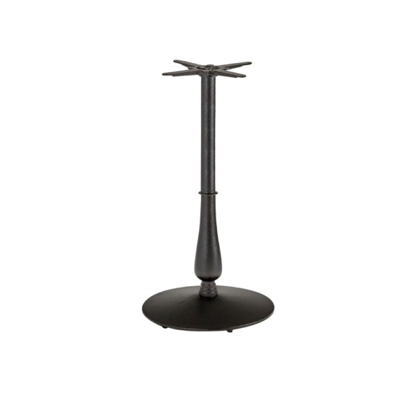 Contemporary black table base designed for restaurant or home dining use