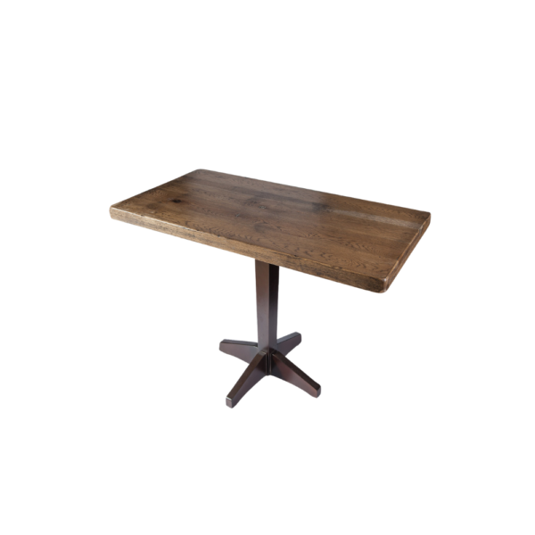 Stylish wooden dining table featuring a rectangular top and a cross-shaped base, ideal for modern interiors.