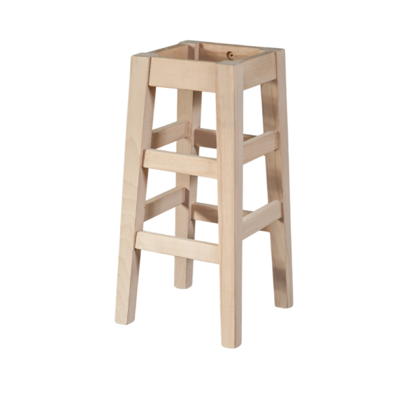 A light wooden plant stand with a minimalist design, featuring a square top and a three-tiered ladder structure.