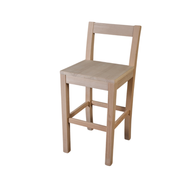 A simple, modern wooden stool with a natural finish, ideal for various interior settings.