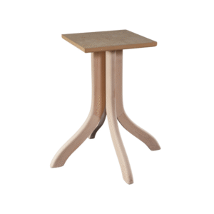 Stylish wooden side table featuring a square top and elegant three-legged design
