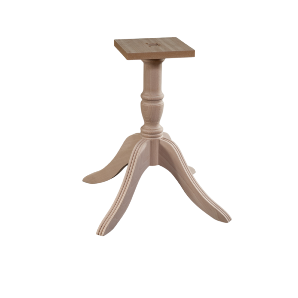 Elegant minimalist wooden table base featuring a square top and curved legs
