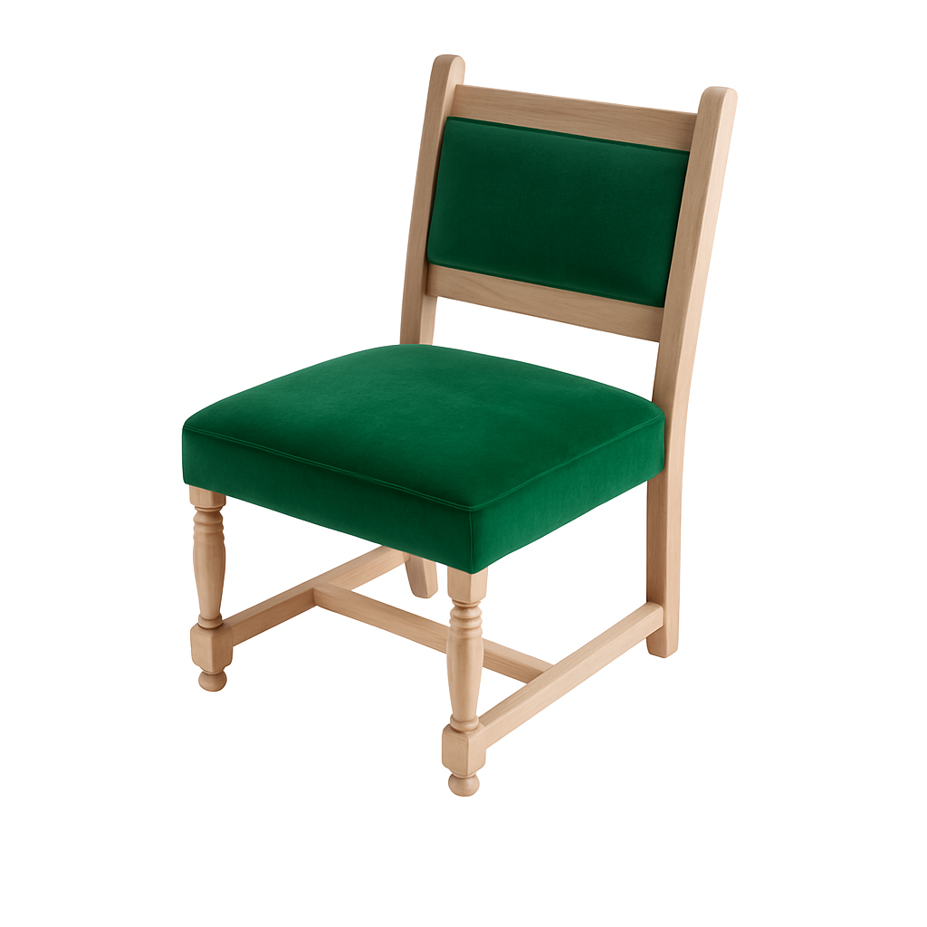 A modern green upholstered chair with a beige wooden frame, perfect for home or office use.