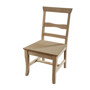 A minimalist wooden chair with a classic design, suitable for dining rooms and kitchen spaces.