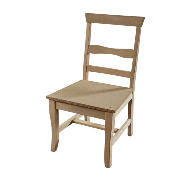 A minimalist wooden chair with a classic design, suitable for dining rooms and kitchen spaces.