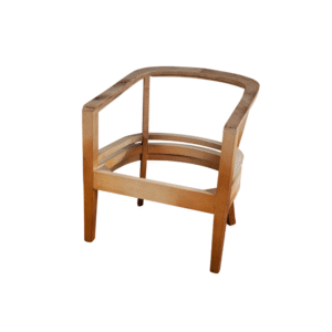 A minimalist wooden chair with a sleek, open design showcasing clean lines and a natural finish.