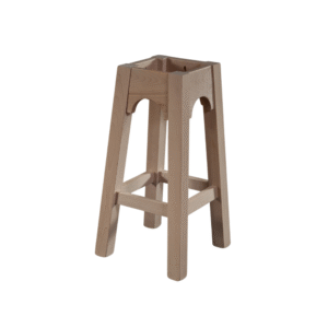 A minimalist wooden bar stool with a natural finish, showcasing its elegant design and sturdy construction.