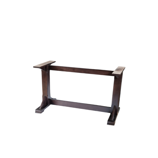 A vintage-style wooden table base in dark brown color, featuring a sturdy and simple design.