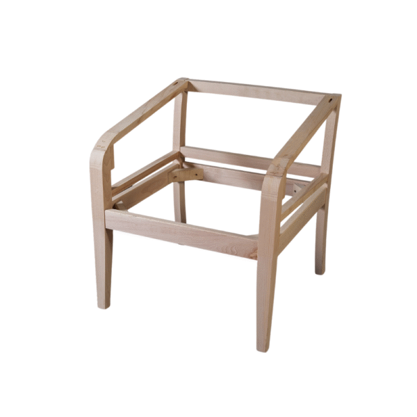 Unfinished wooden chair frame ready for upholstery or home decor