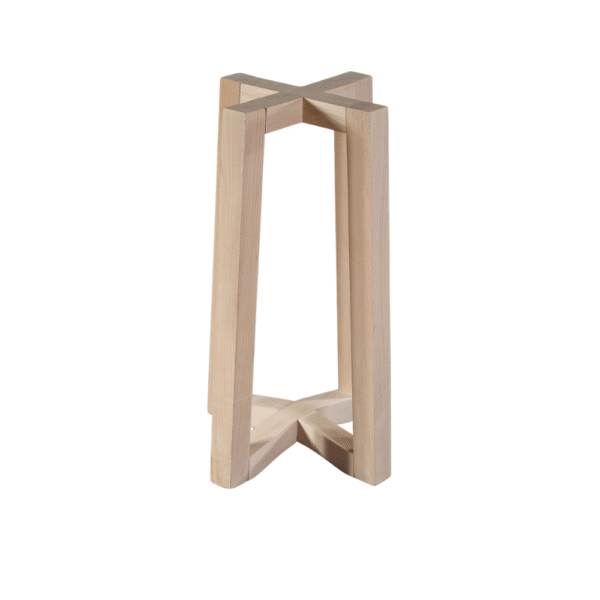 Minimalist wooden stand displaying clean lines and an innovative design, ideal for home decor