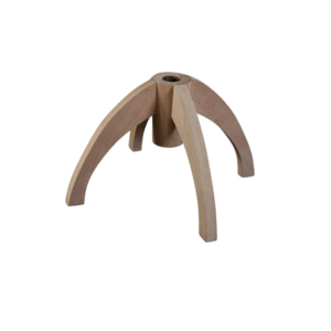 Wooden support stand featuring a unique design with four curved legs