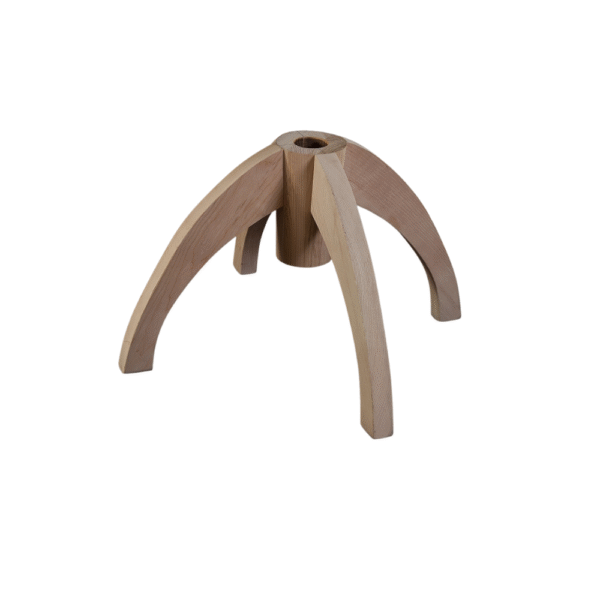Wooden support stand featuring a unique design with four curved legs
